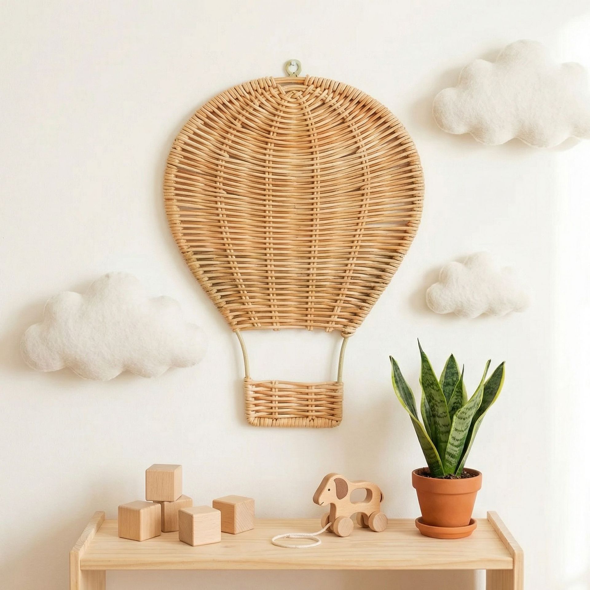 Baby Nursery Hot Air Balloon - El Yapımı Rattan Örgülü Sıcak Hava