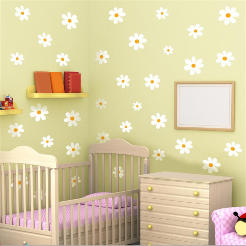 Baby Nursery Plants - Çiçek Papatya Çiçek Duvar Çıkartmaları 30x60