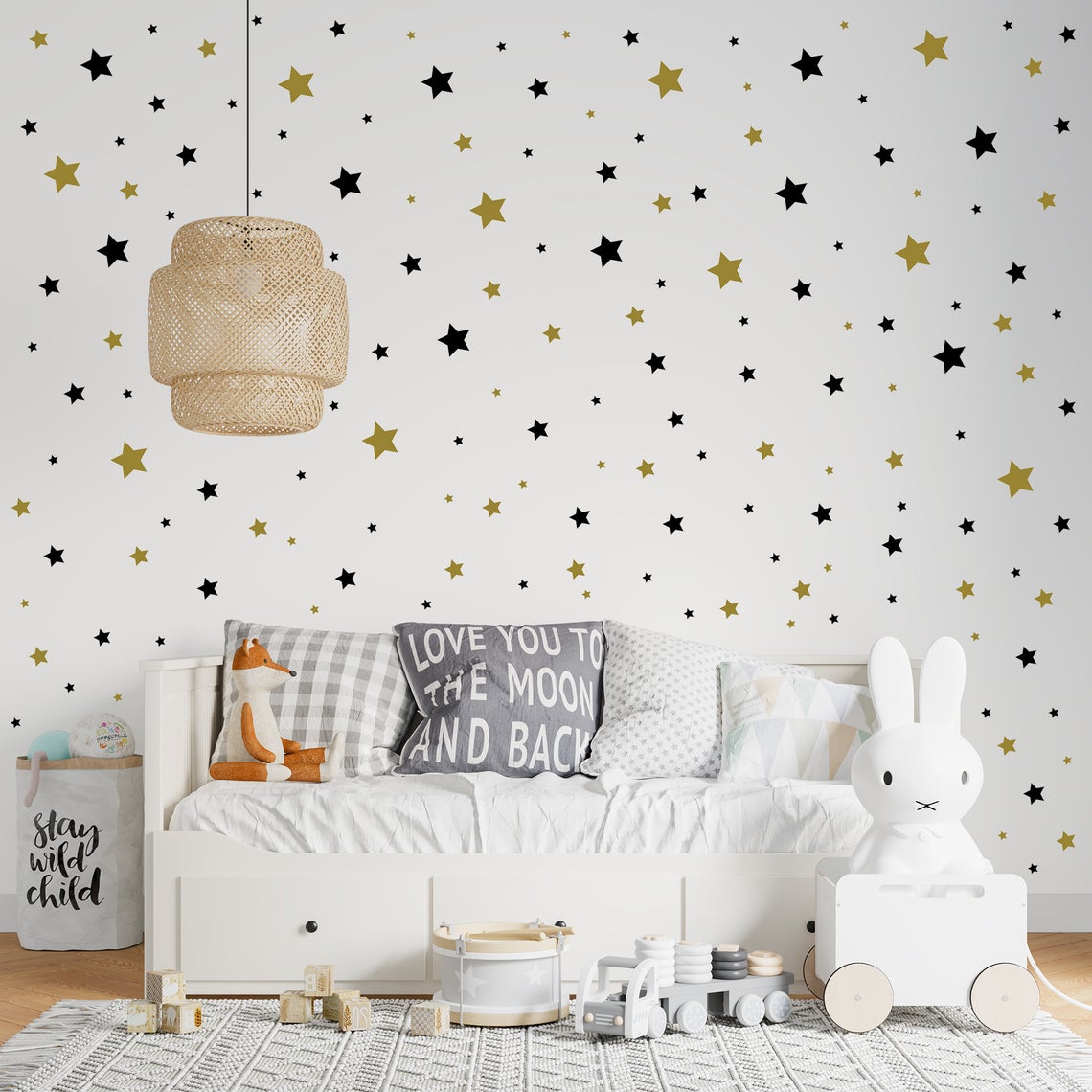 Baby Nursery Furniture - Karikatür 65 Adet Yıldız Duvar Sticker