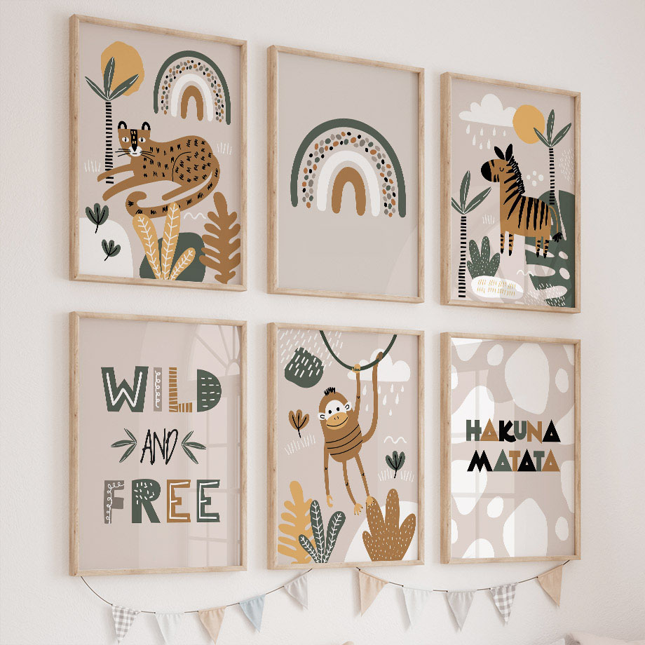 Baby Nursery Jungle - Leopar Zebra Maymun Orman Hayvan Kreş