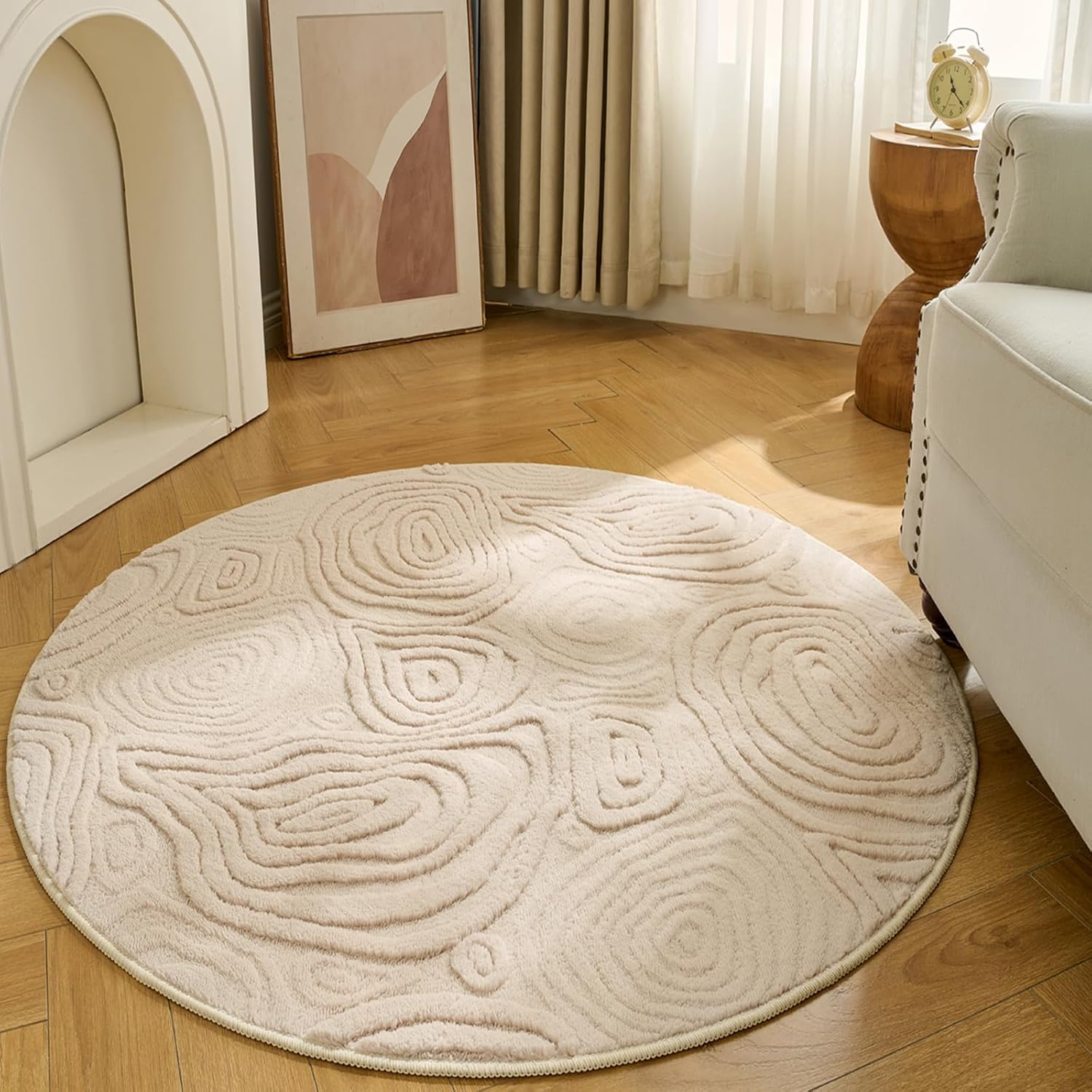 Baby Nursery Rug - 3D Geometrik Yuvarlak Halı – Yumuşak
