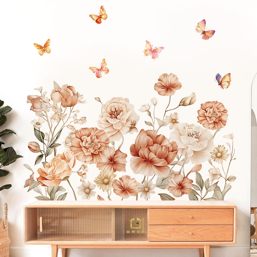 Baby Nursery Plants - Boho Suluboya Çiçekler duvar çıkartmaları Kır