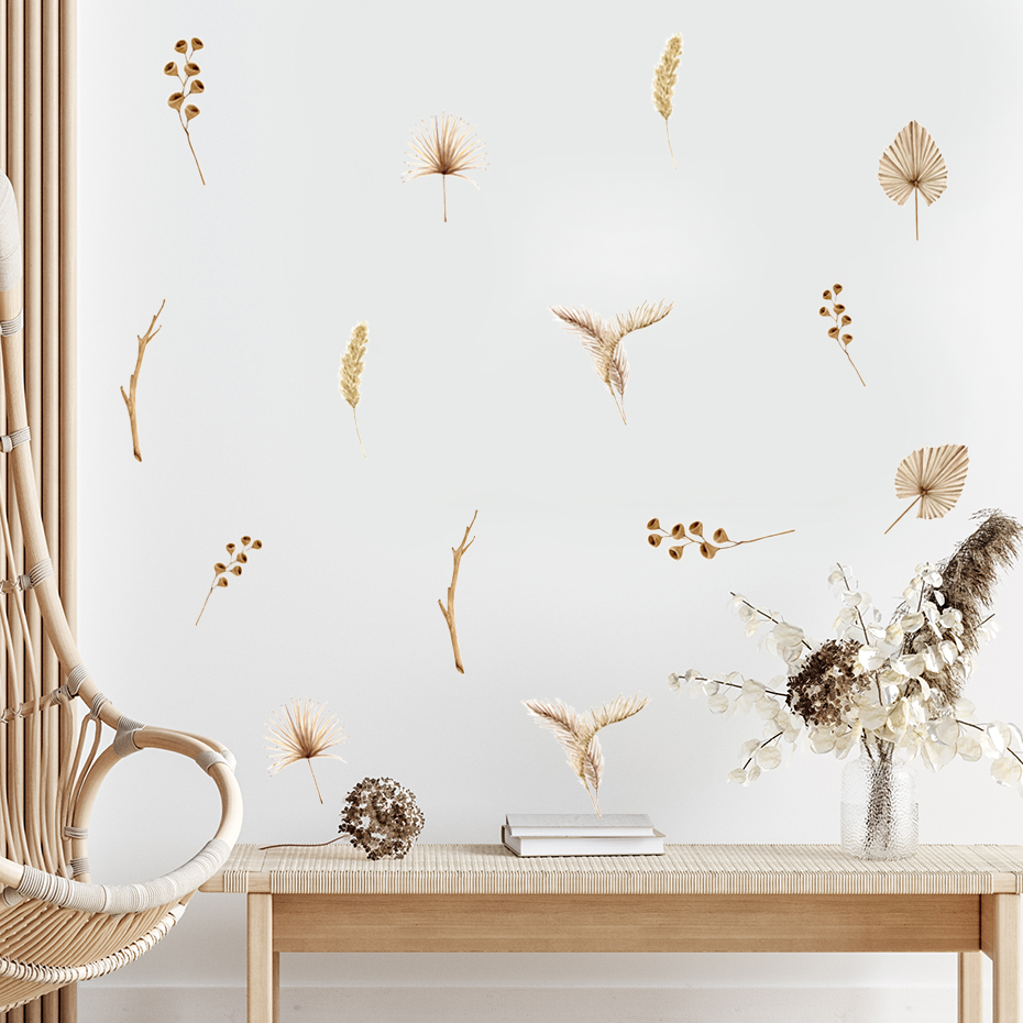 Baby Nursery Plants - Boho Kuru Yapraklar Pamuk Botanik Suluboya