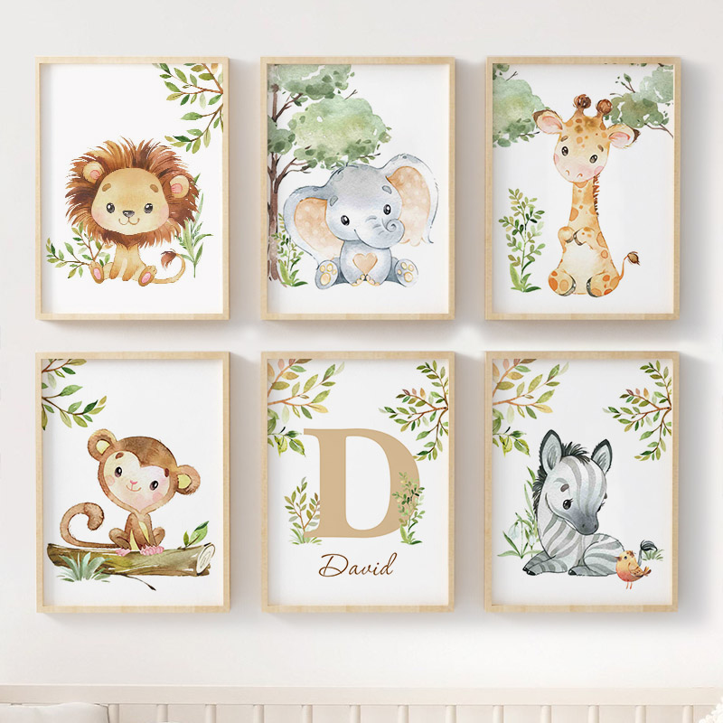 Baby Nursery Jungle - Aslan Fil Zürafa Maymun Zebra Kreş