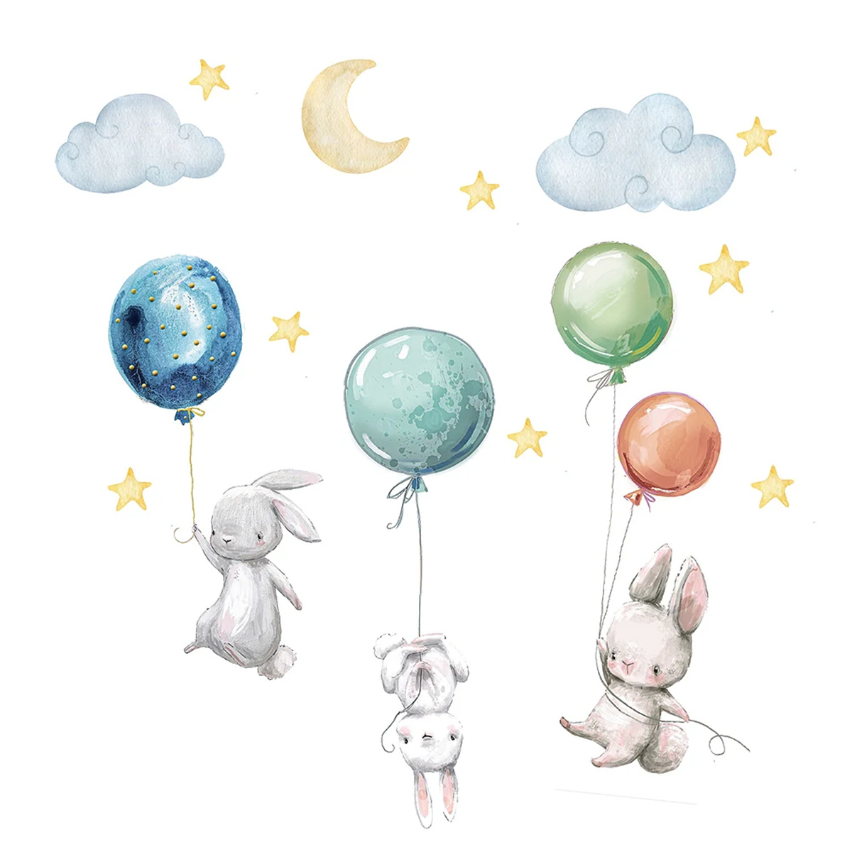 Baby Nursery Hot Air Balloon - Karikatür sıcak hava balonu hayvanlar ayı