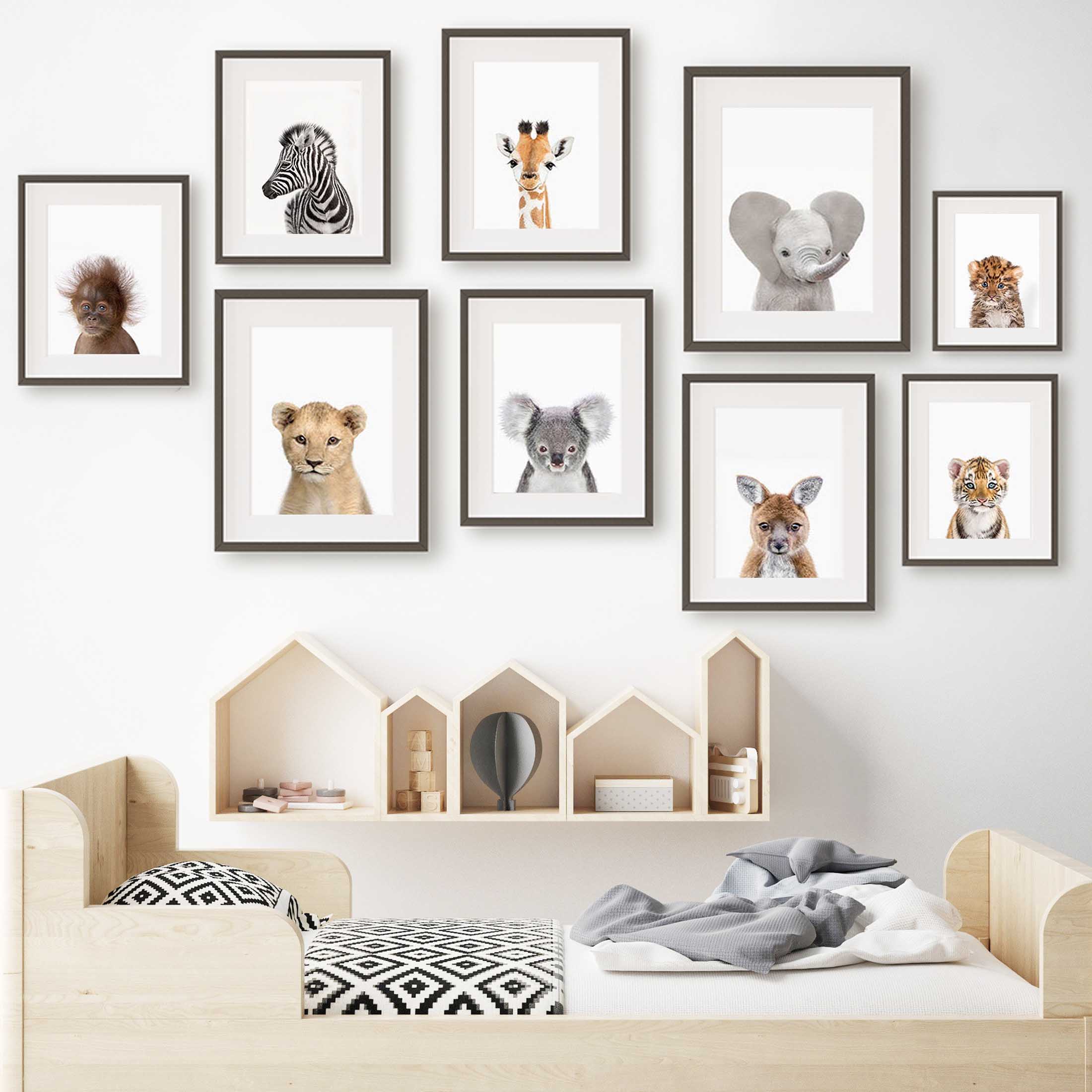 Baby Nursery Zoo Animals - 1 adet çerçevesiz kanvas tablo bebek