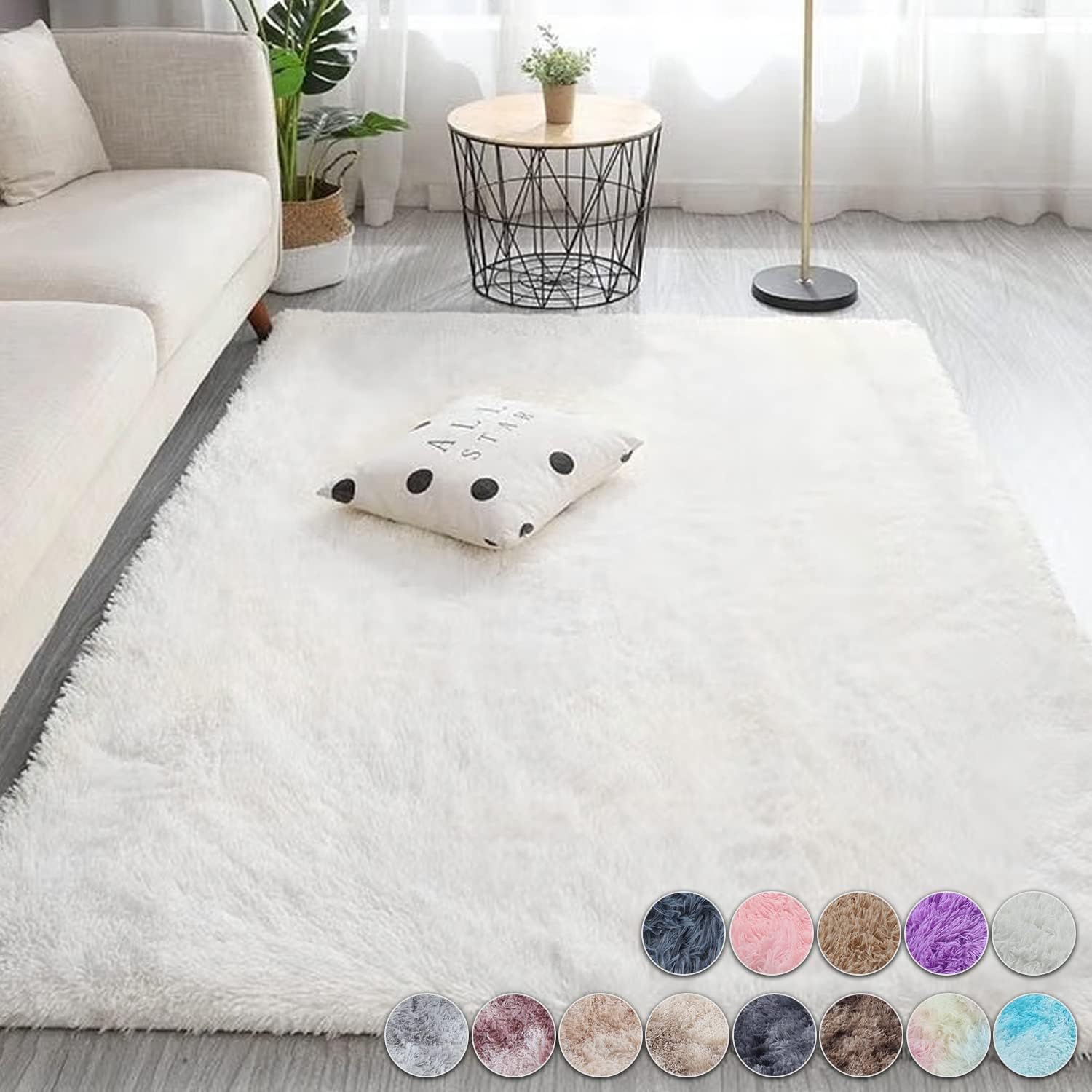 Baby Nursery Rug - Kabarık krem beyaz yün halı lüks