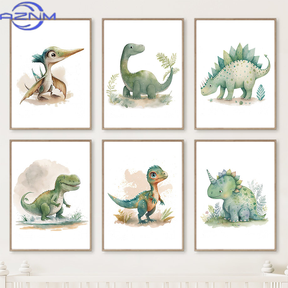 Baby Nursery Jungle - AZNM Karikatür Dinozor Orman Kawaii Dino