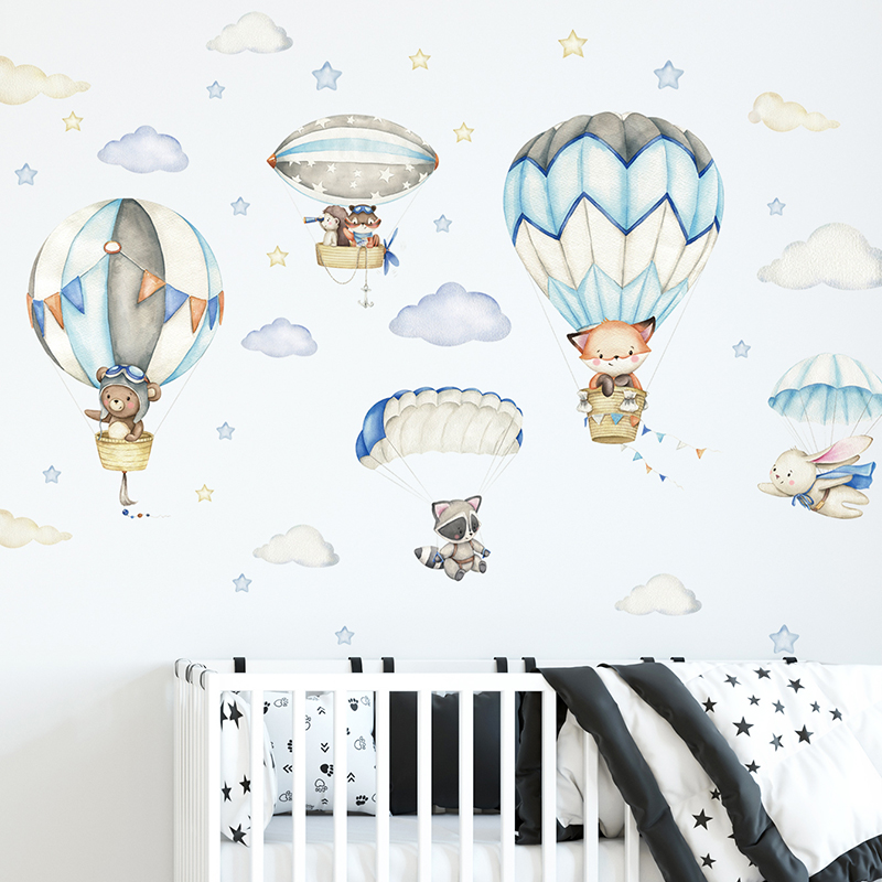 Baby Nursery Hot Air Balloon - Karikatür Sevimli Hayvanlar Sıcak Hava Balonu