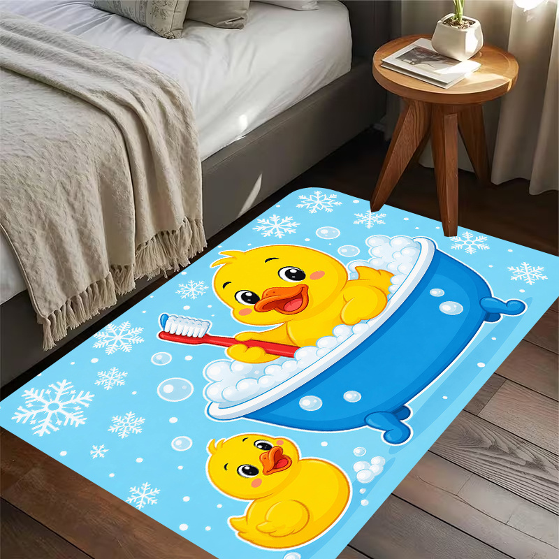 Baby Nursery Rug - Sevimli Sarı Ördek Banyo Flanel Matı,