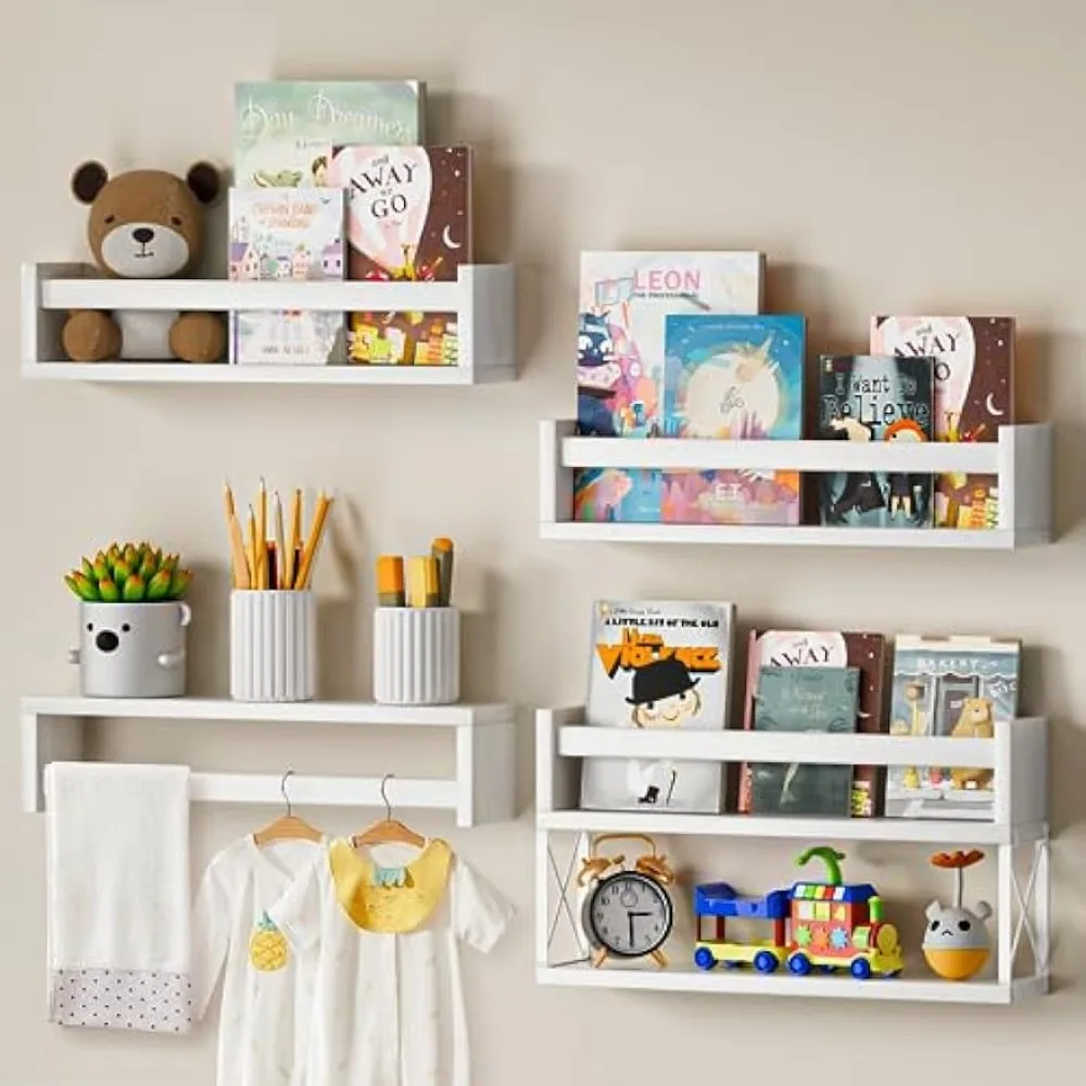Baby Nursery Floating Shelves - QimCoor Çocuk Odası Kitaplık Seti 4+1,