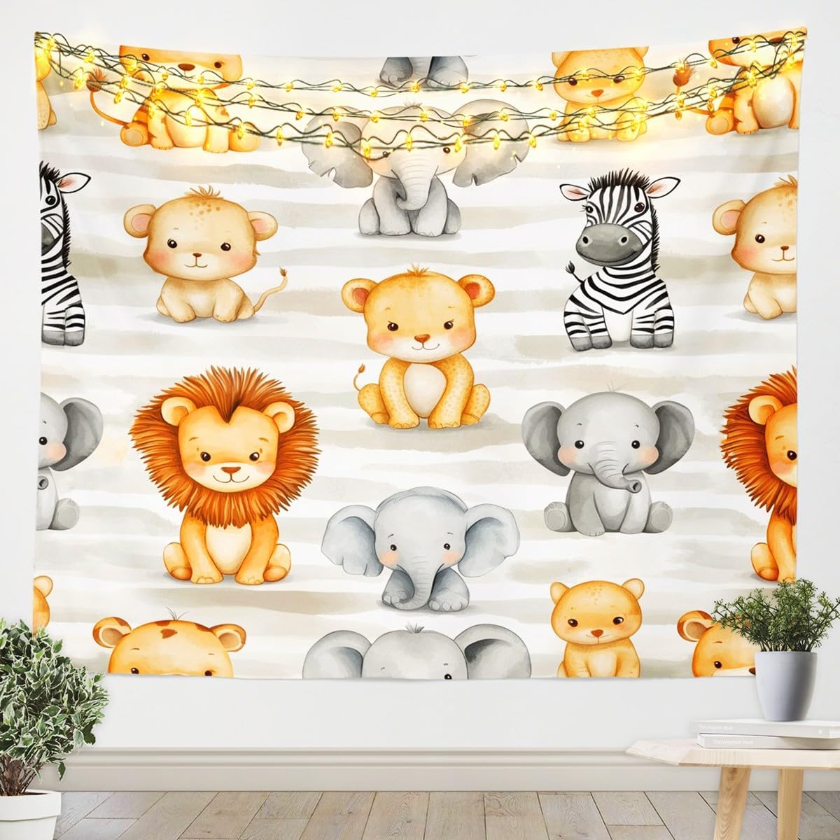 Baby Nursery Zoo Animals - Sevimli Safari Orman Hayvanları Goblen Duvar