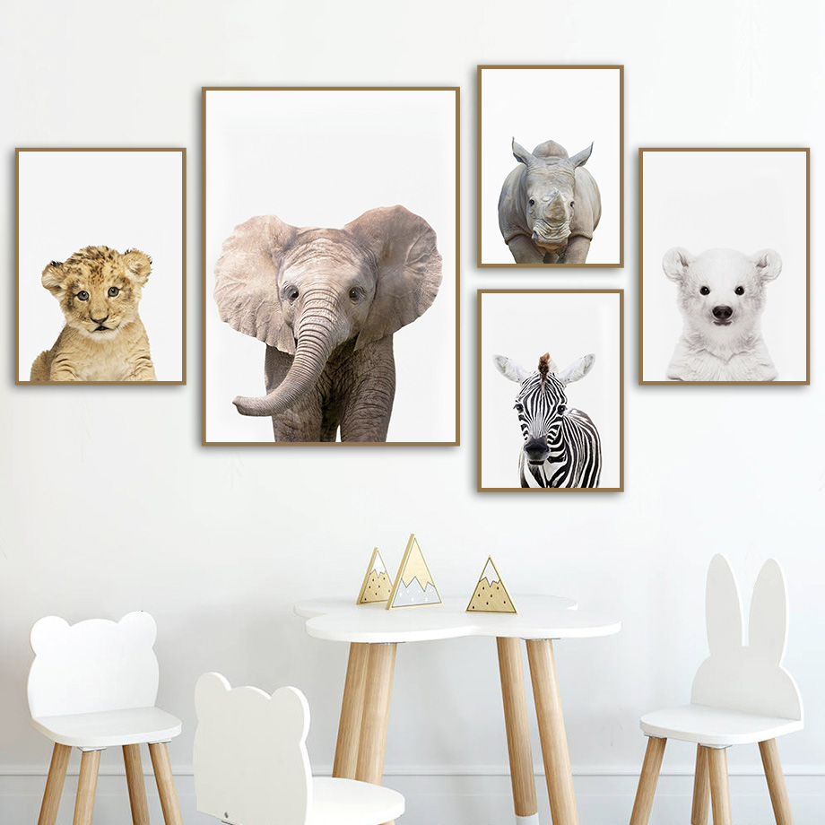 Baby Nursery Zoo Animals - Bebek Safari Hayvanları Kreş Duvar Sanatı