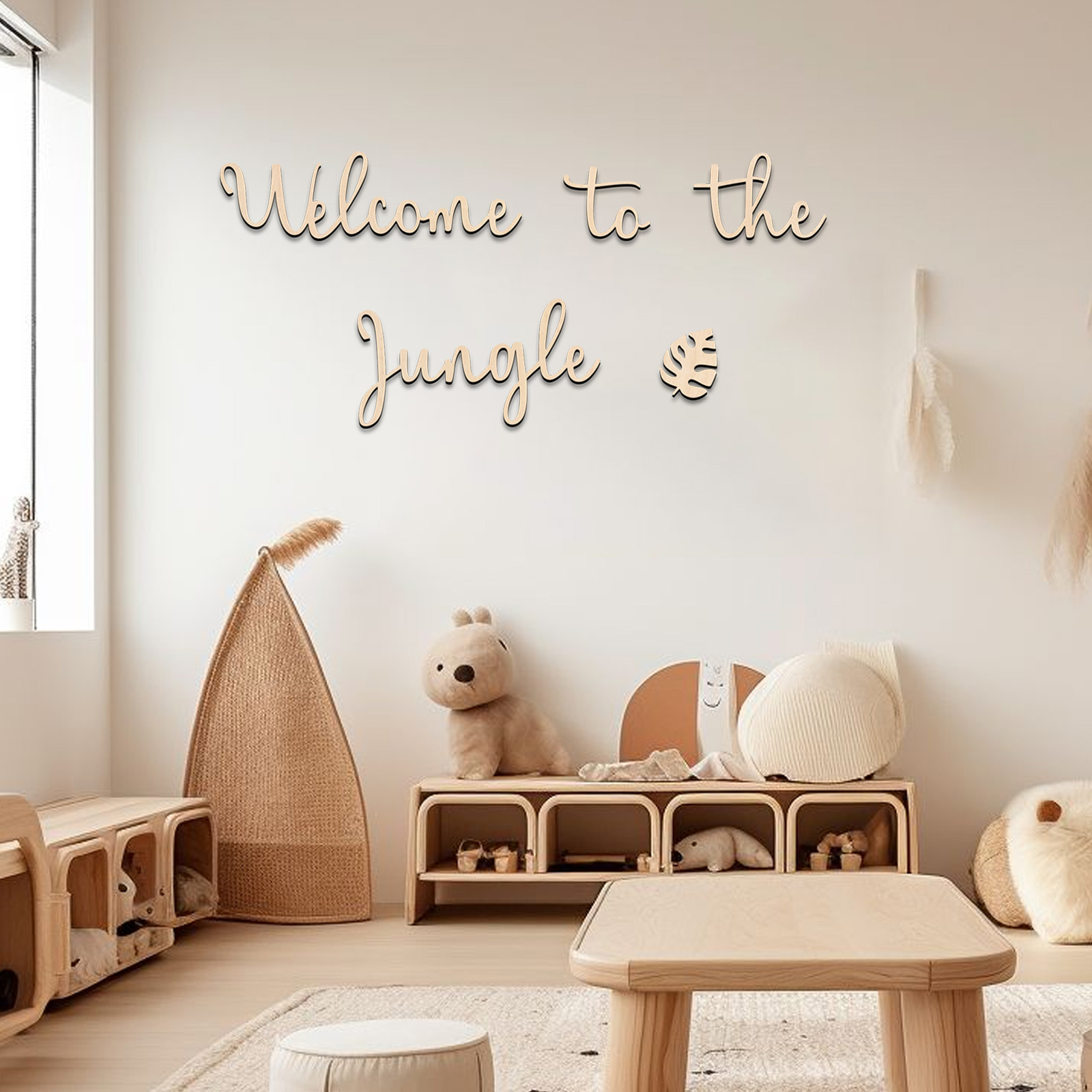 Baby Nursery Jungle - Orman Ahşap Tabelası'na Hoş Geldiniz -