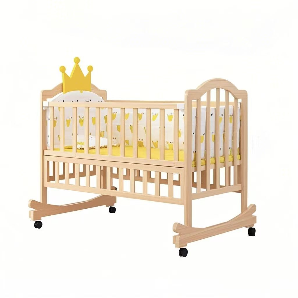 Convertible Crib Set - Çam Ahşap Bebek Karyolaları Çocuk Sallanan