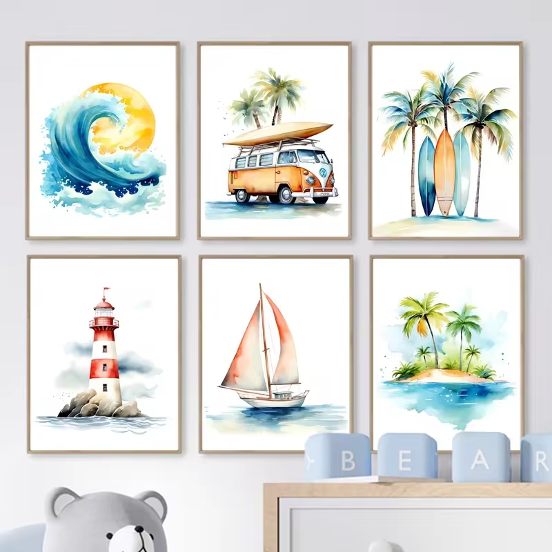 Sörf okyanus temalı kreş plaj  - Baby Nursery Ocean incelemesi ve fiyatı