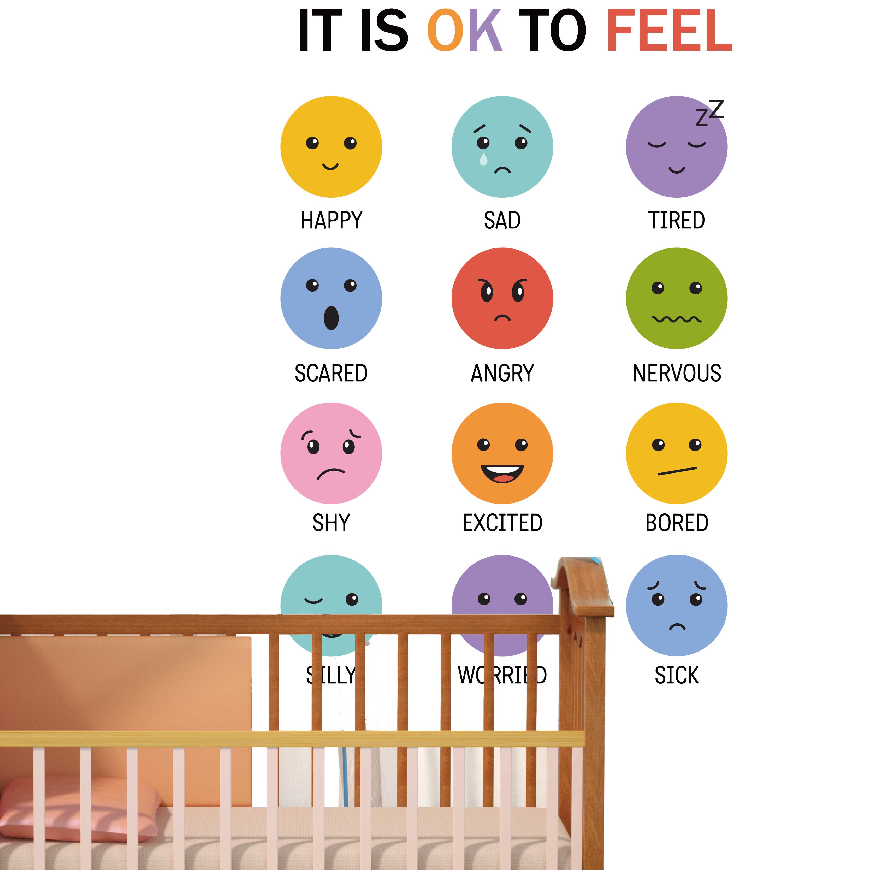 3D Renkli 12 Çeşit İfade Duvar - Baby Nursery Furniture incelemesi ve fiyatı