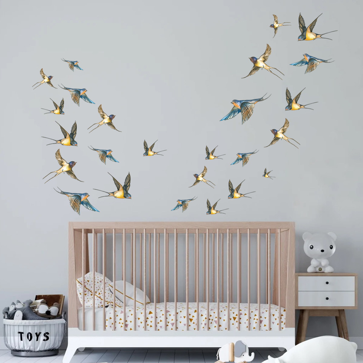 4 adet suluboya renkli kuş duv - Baby Nursery Furniture incelemesi ve fiyatı