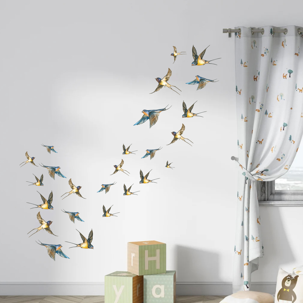 4 adet suluboya renkli kuş duv - Baby Nursery Furniture incelemesi ve fiyatı