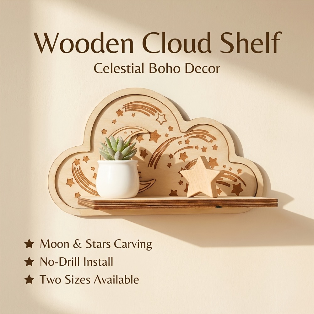 Ahşap Bulut Duvar Rafı Yıldız  - Baby Nursery Floating Shelves incelemesi ve fiyatı