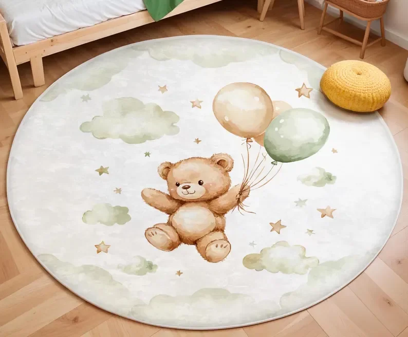 Pembe Balon Ayı Bulut Yuvarlak - Soft Rug Nursery incelemesi ve fiyatı
