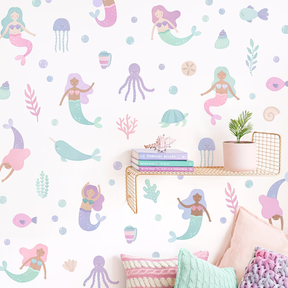 Suluboya Denizkızı duvar çıkar - Baby Nursery Ocean incelemesi ve fiyatı