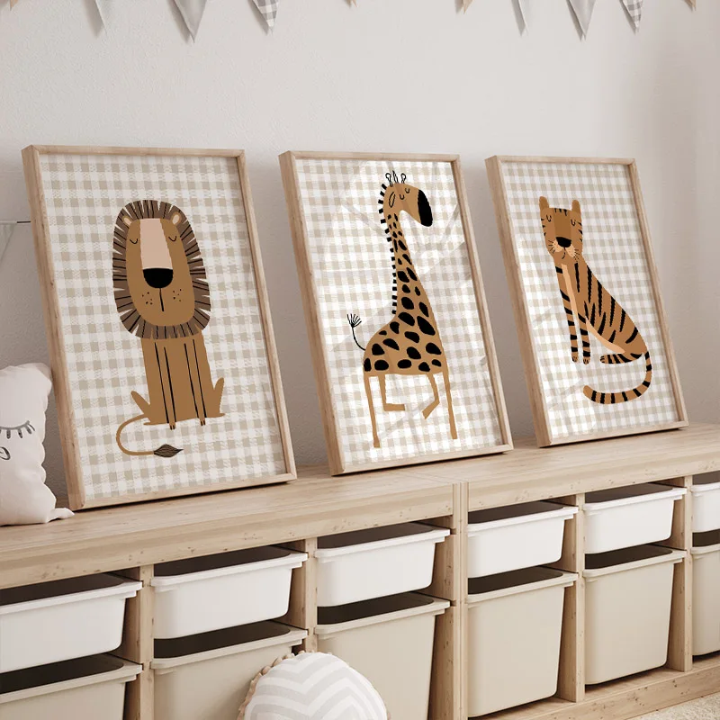 1 adet çerçevesiz aslan kaplan - Baby Nursery Jungle incelemesi ve fiyatı