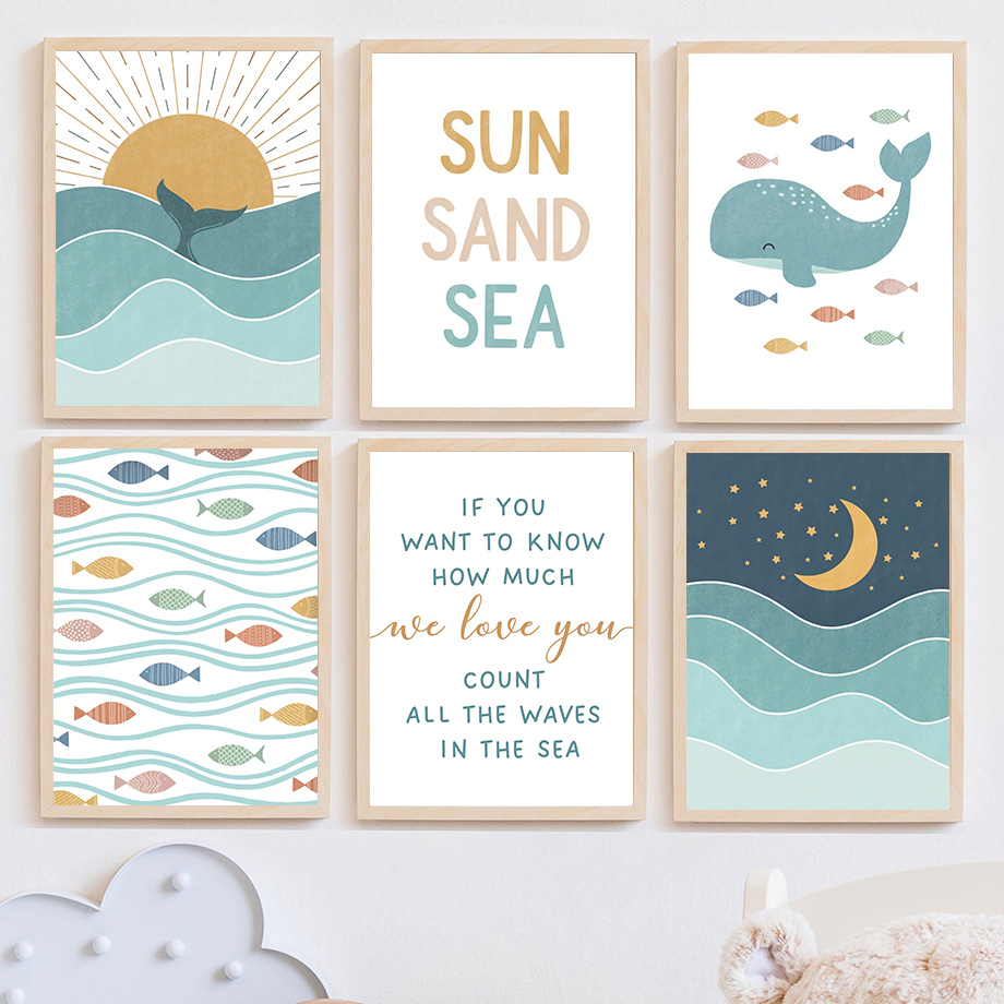 1 adet çerçevesiz Balık Balina - Baby Nursery Ocean incelemesi ve fiyatı