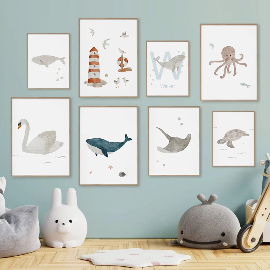Özel Ad Balina Ahtapot Kaplumb - Baby Nursery Ocean incelemesi ve fiyatı