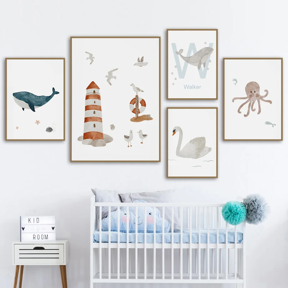 Özel Ad Balina Ahtapot Kaplumb - Baby Nursery Ocean incelemesi ve fiyatı